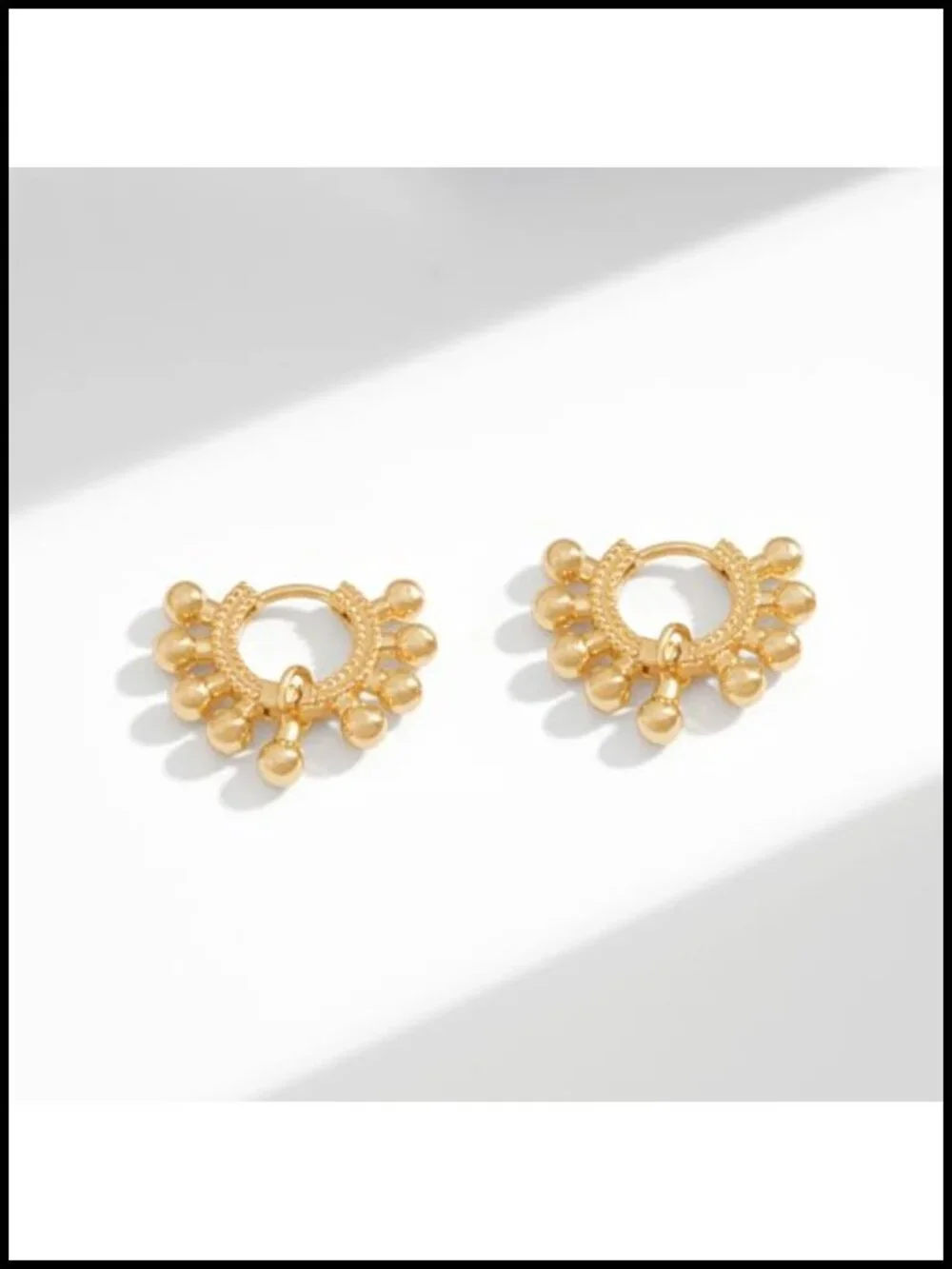 14k Gold Plated Huggie Hoop Earrings for Women - Small Ball Design